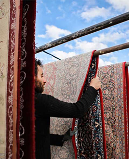 خشک کردن قالی در قالیشویی شیراز